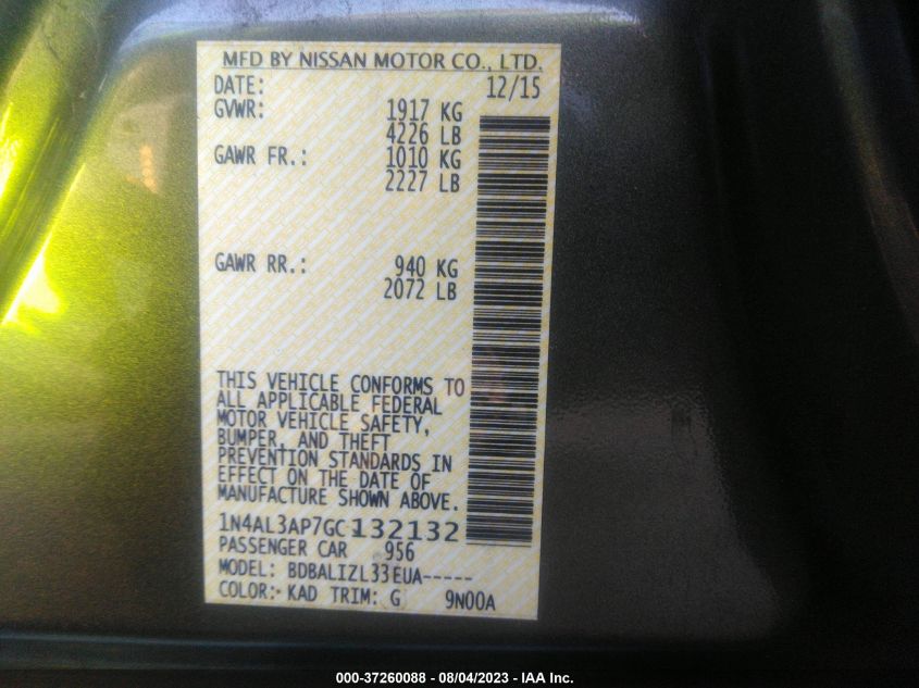 2016 NISSAN ALTIMA 2.5 - 1N4AL3AP7GC132132