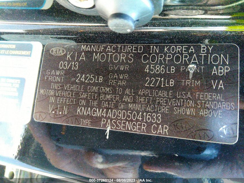 2013 KIA OPTIMA HYBRID LX - KNAGM4AD9D5041633