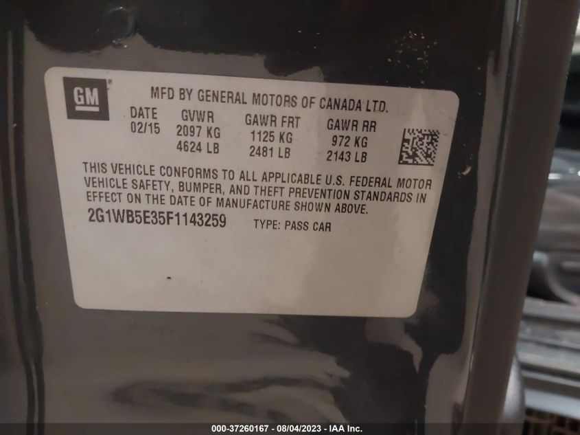 2015 CHEVROLET IMPALA LIMITED LT - 2G1WB5E35F1143259