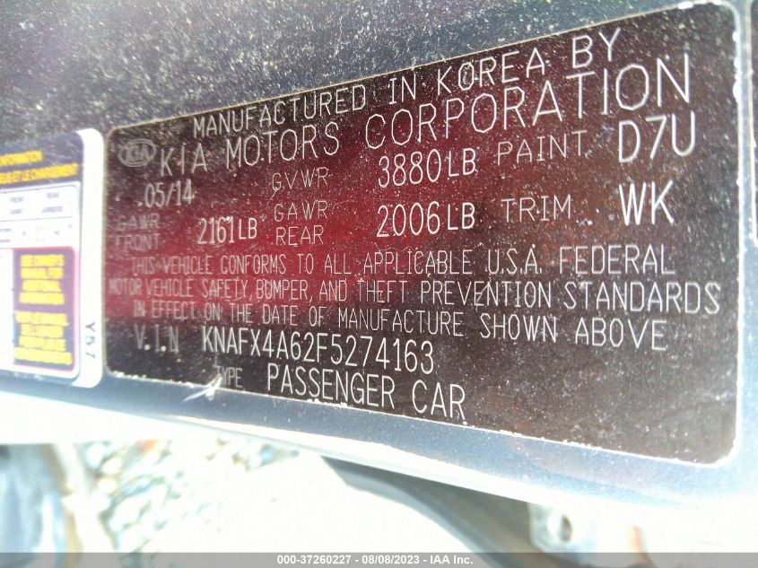 2015 KIA FORTE LX - KNAFX4A62F5274163