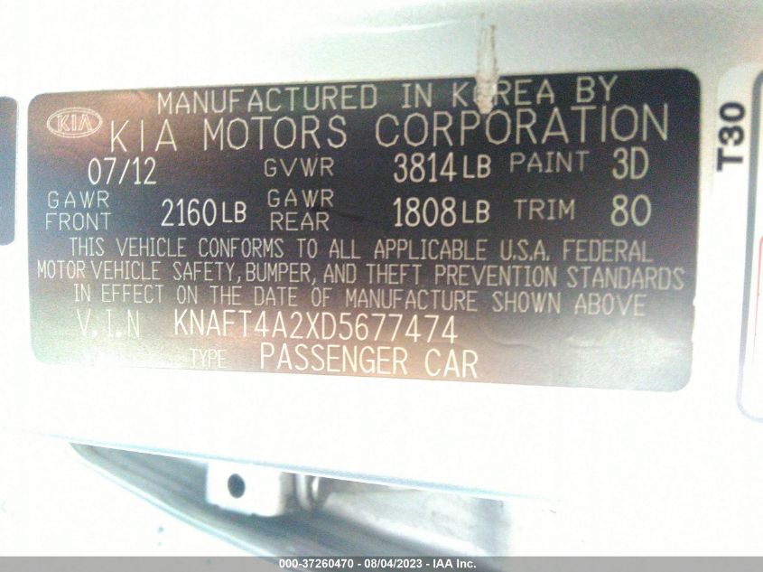 2013 KIA FORTE LX - KNAFT4A2XD5677474