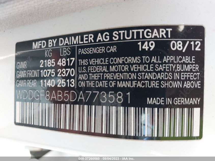 2013 MERCEDES-BENZ C-CLASS C 300 - WDDGF8AB5DA773581