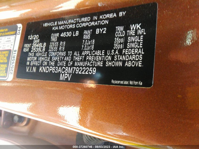 2021 KIA SPORTAGE S - KNDP63AC8M7922259