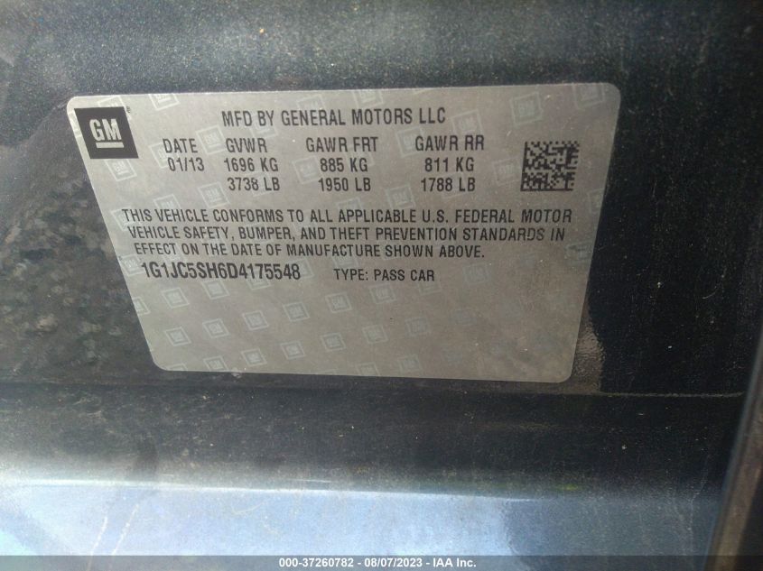 2013 CHEVROLET SONIC LT - 1G1JC5SH6D4175548