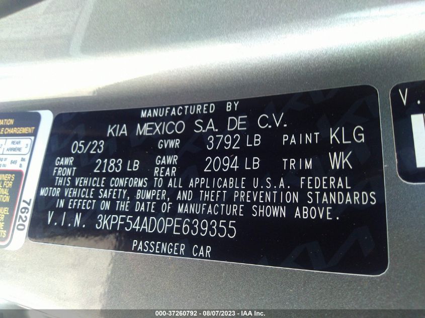 2023 KIA FORTE GT-LINE - 3KPF54AD0PE639355