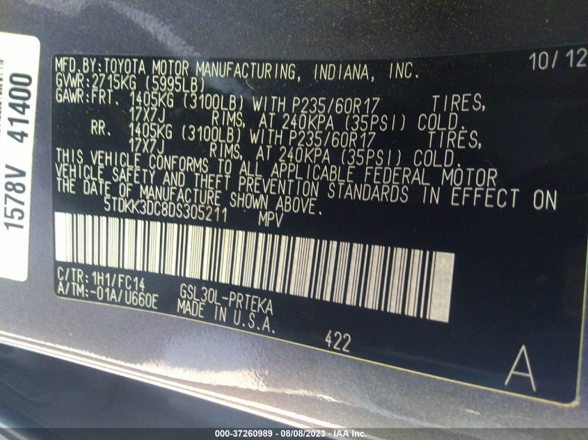 2013 TOYOTA SIENNA LE - 5TDKK3DC8DS305211