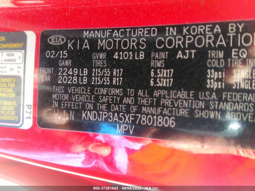 2015 KIA SOUL + - KNDJP3A5XF7801806