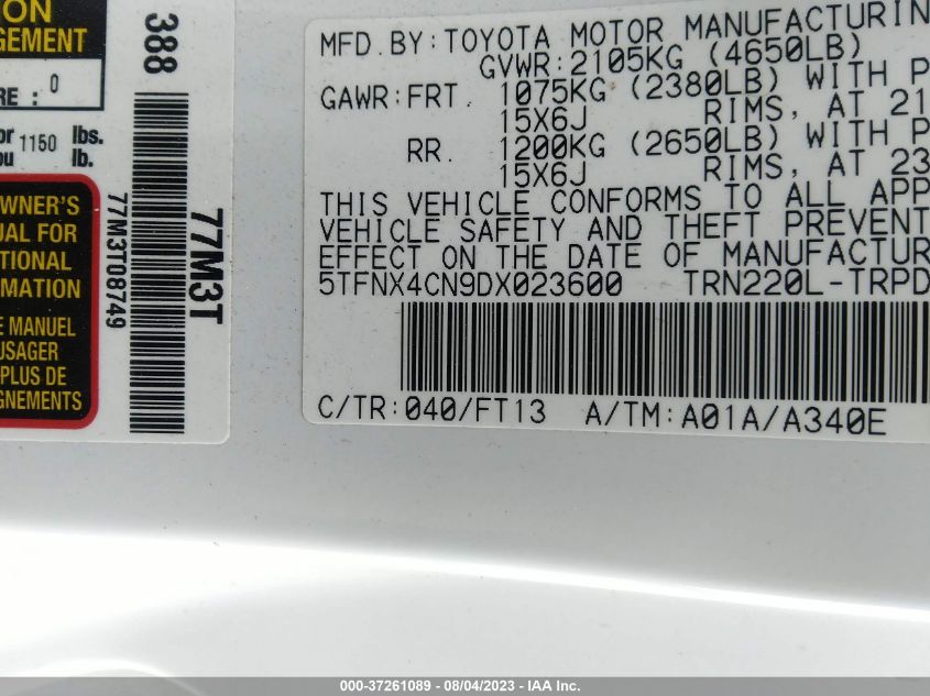2013 TOYOTA TACOMA - 5TFNX4CN9DX023600