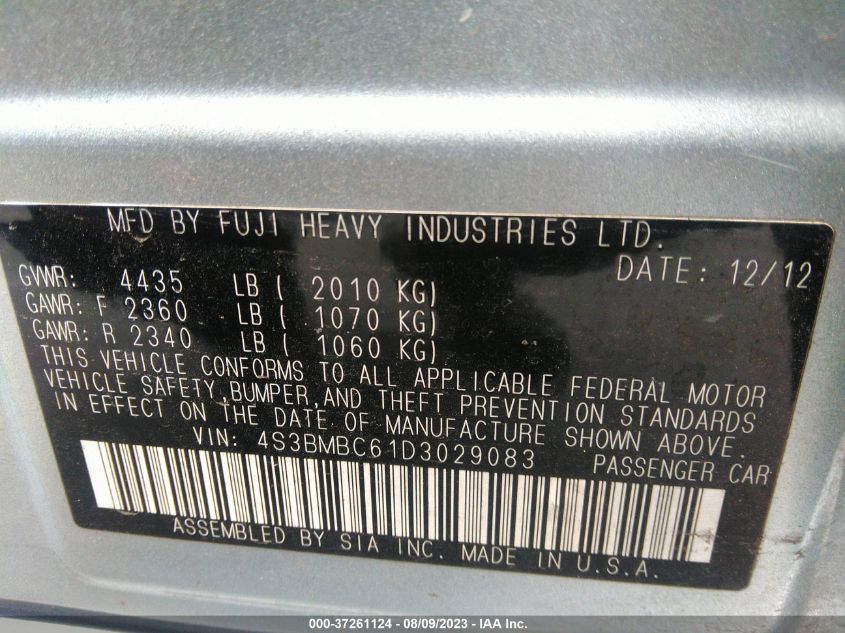 2013 SUBARU LEGACY 2.5I PREMIUM - 4S3BMBC61D3029083