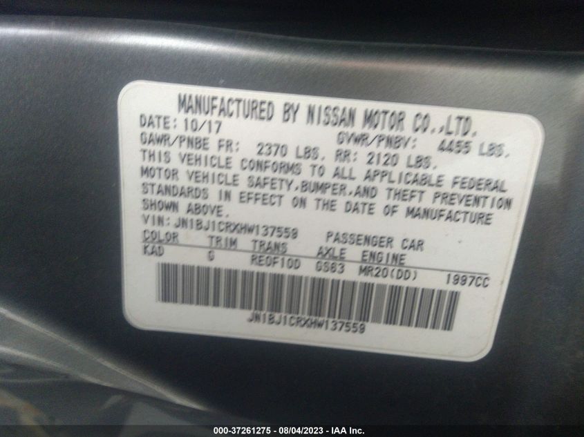 2017 NISSAN ROGUE SPORT S/SV/SL - JN1BJ1CRXHW137559