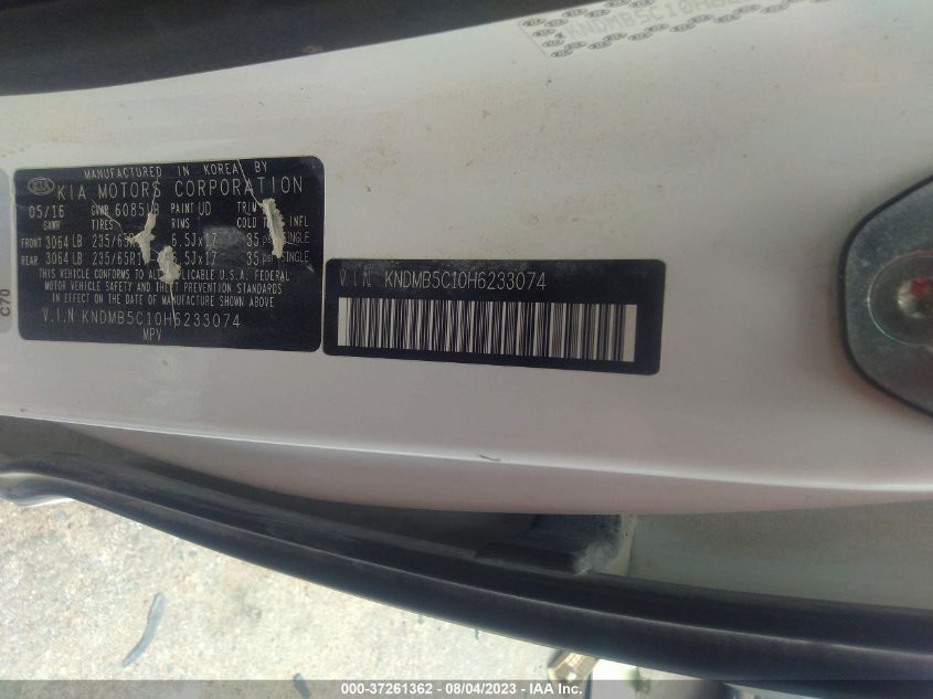 2017 KIA SEDONA LX - KNDMB5C10H6233074