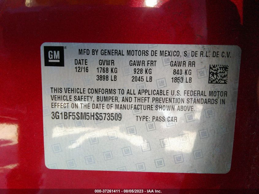 2017 CHEVROLET CRUZE PREMIER - 3G1BF5SM5HS573509