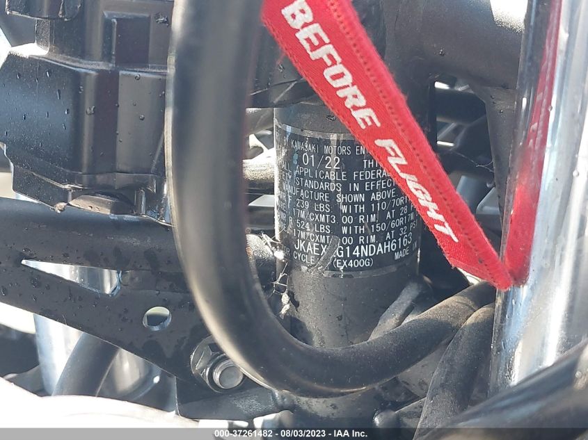 VIN JKAEXKG14NDAH6163 2022 KAWASAKI EX400