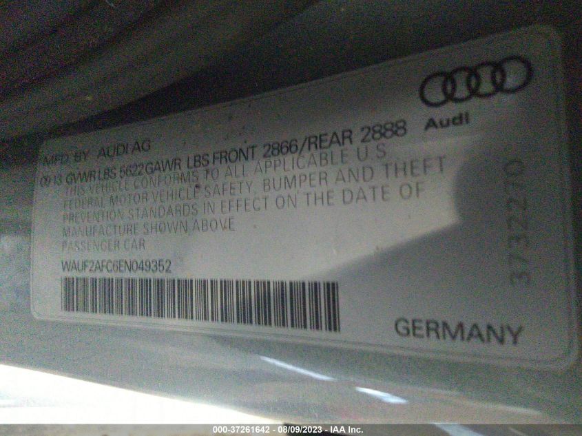 2014 AUDI S6 PRESTIGE - WAUF2AFC6EN049352