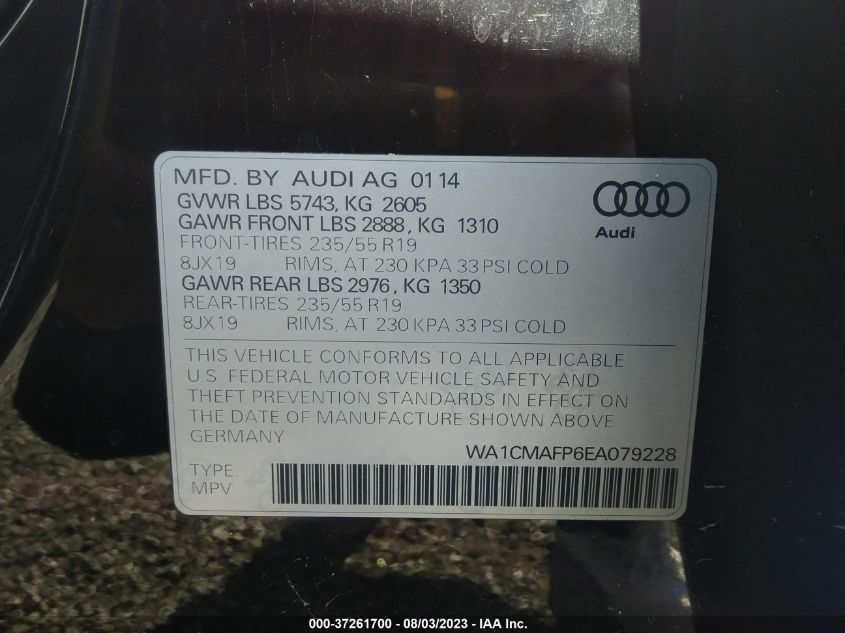 WA1CMAFP6EA079228 2014 AUDI Q5, photo no. 9