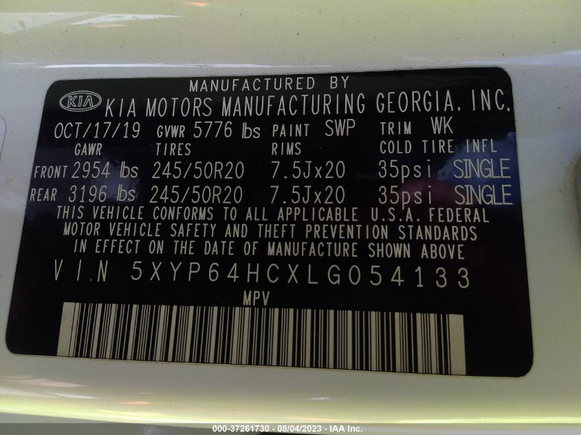 2020 KIA TELLURIDE S - 5XYP64HCXLG054133
