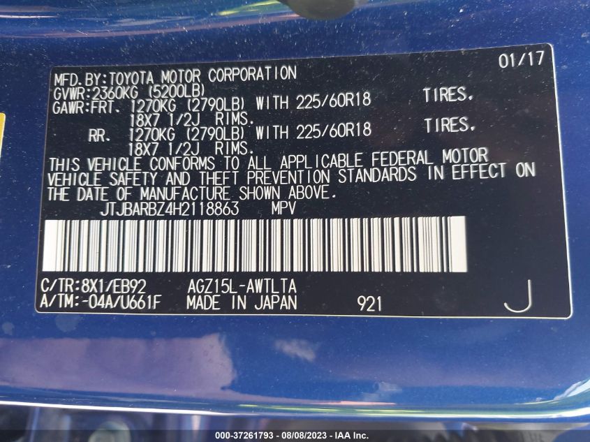 2017 LEXUS NX NX TURBO F SPORT - JTJBARBZ4H2118863
