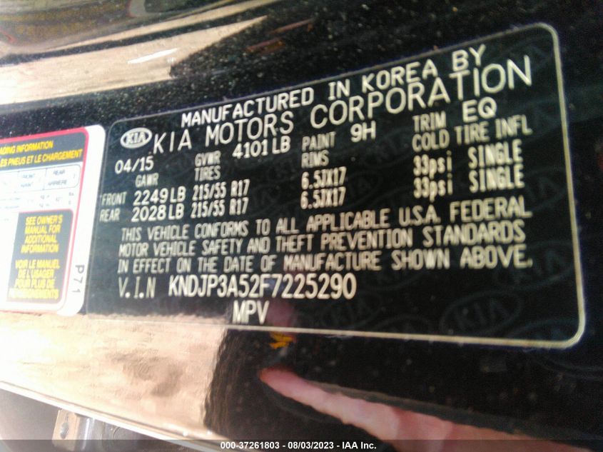 2015 KIA SOUL + - KNDJP3A52F7225290