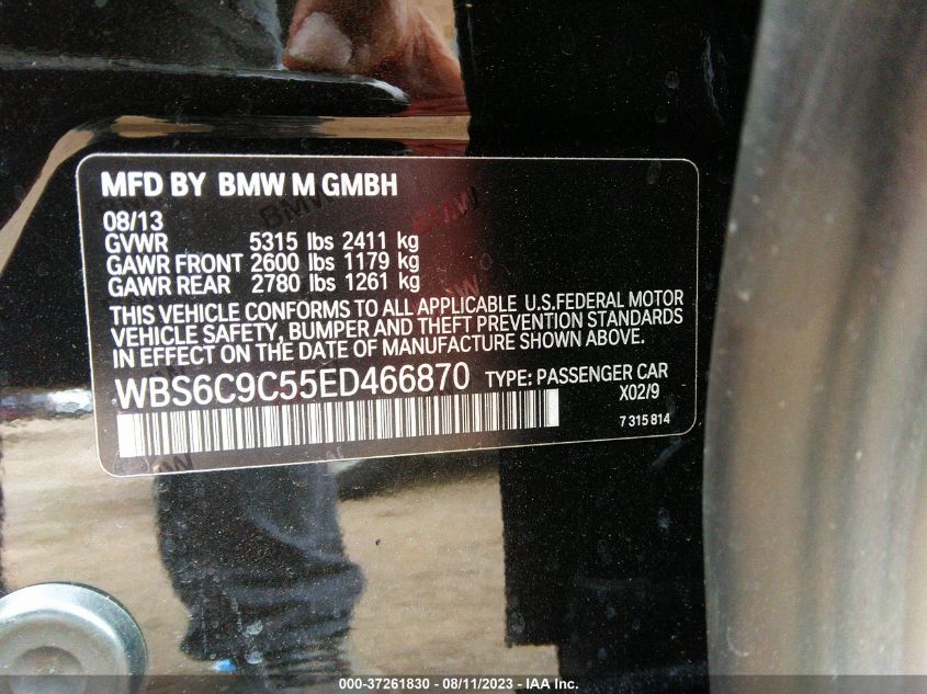 2014 BMW M6 WBS6C9C55ED466870