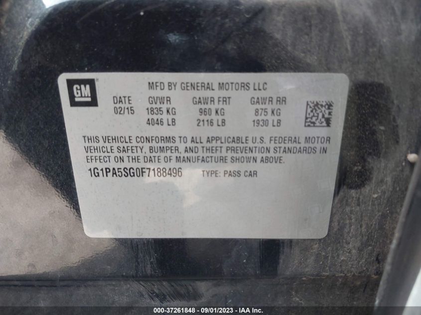 2015 CHEVROLET CRUZE LS - 1G1PA5SG0F7188496