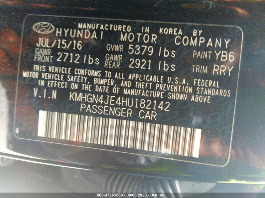 2017 GENESIS G80 3.8L KMHGN4JE4HU182142