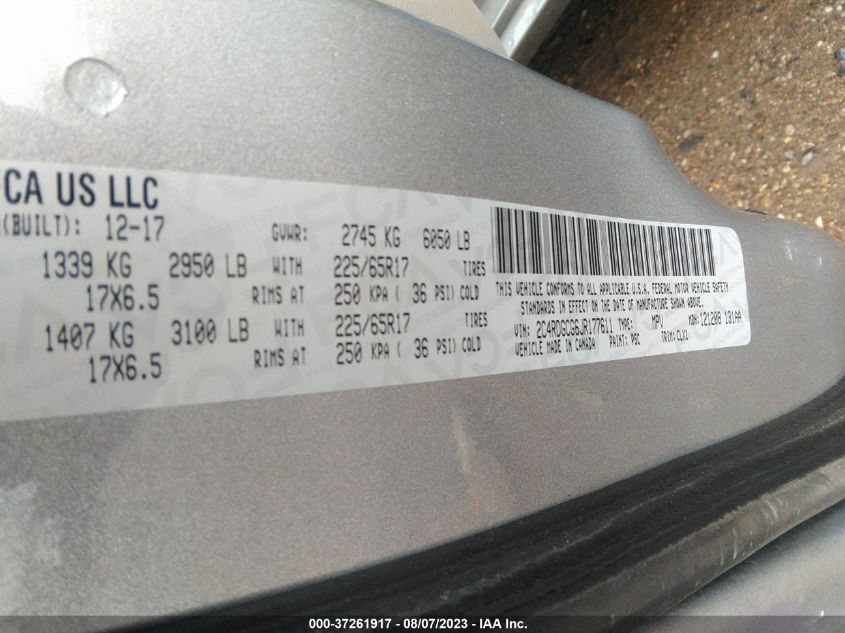 2018 DODGE GRAND CARAVAN SXT - 2C4RDGCG6JR177611
