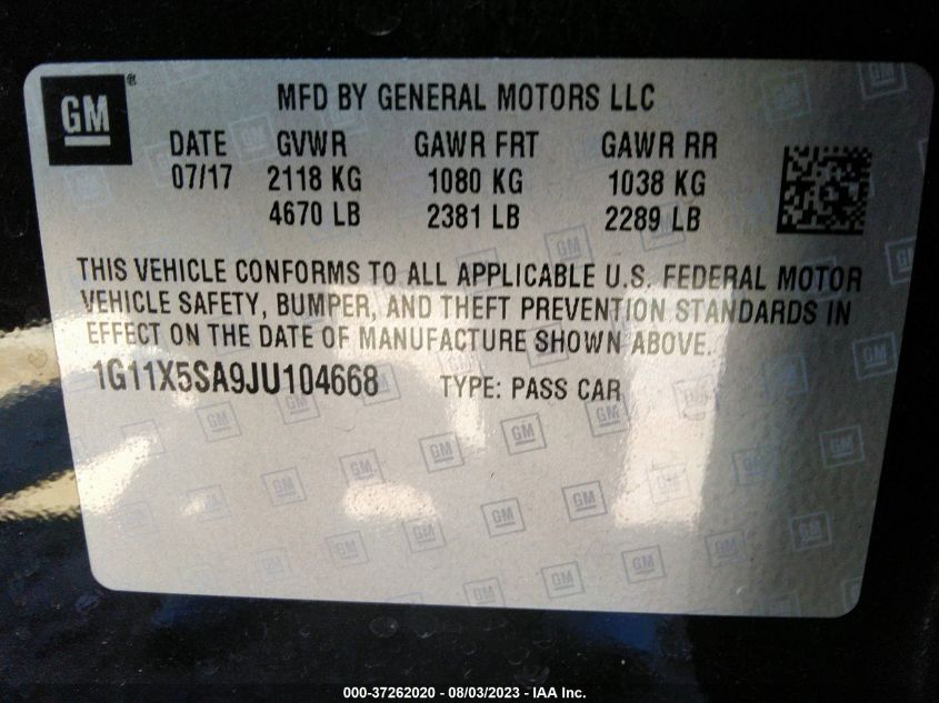 2018 CHEVROLET IMPALA LS - 1G11X5SA9JU104668