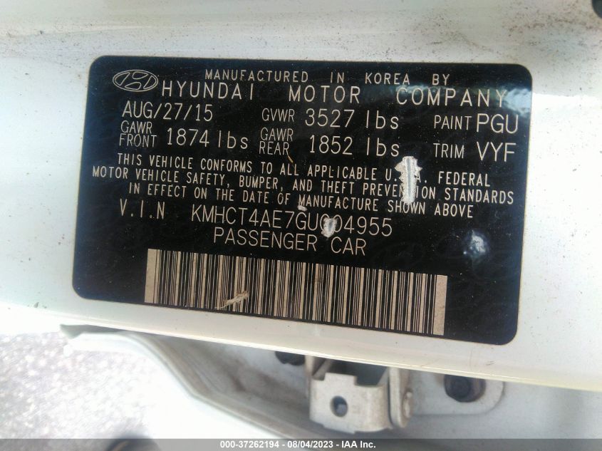 2016 HYUNDAI ACCENT SE - KMHCT4AE7GU004955