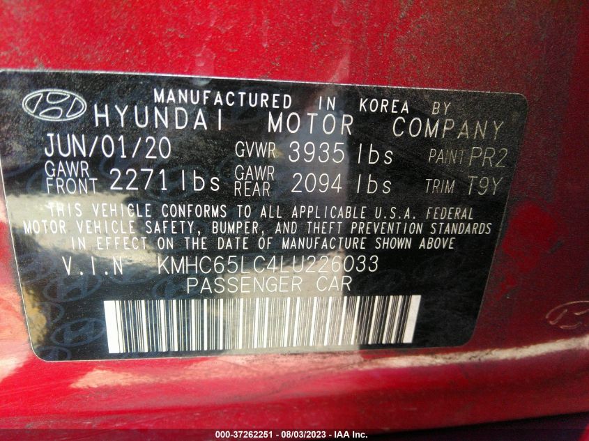 2020 HYUNDAI IONIQ HYBRID BLUE - KMHC65LC4LU226033