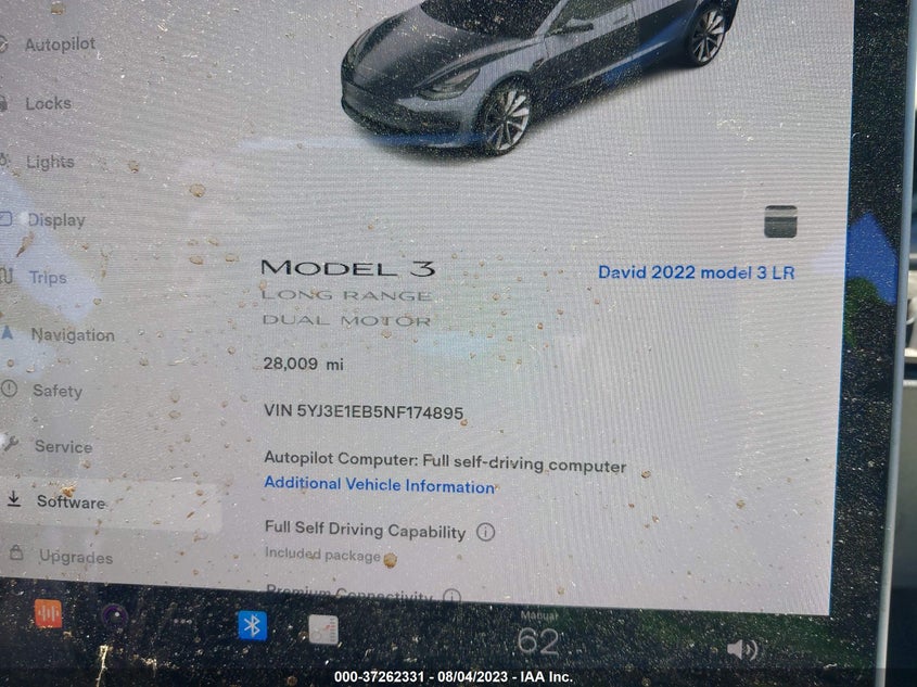 VIN 5YJ3E1EB5NF174895 2022 TESLA MODEL 3 LONG RANGE