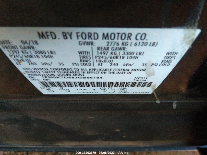 2018 FORD EXPLORER XLT - 1FM5K7D88JGB56784