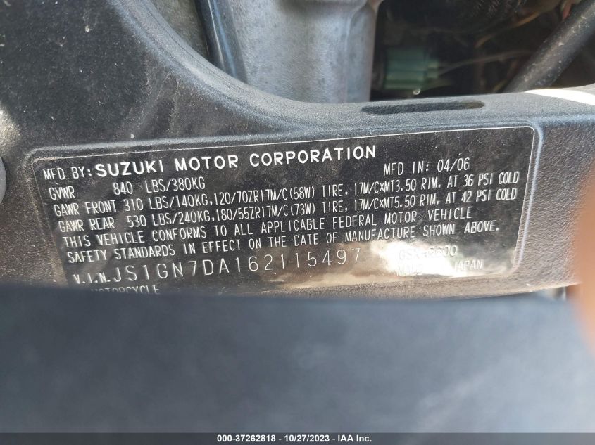 2006 SUZUKI GSX-R600 K6 - JS1GN7DA162115497