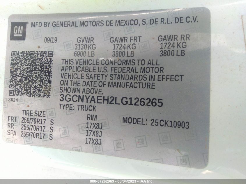 2020 CHEVROLET SILVERADO 1500 WORK TRUCK - 3GCNYAEH2LG126265