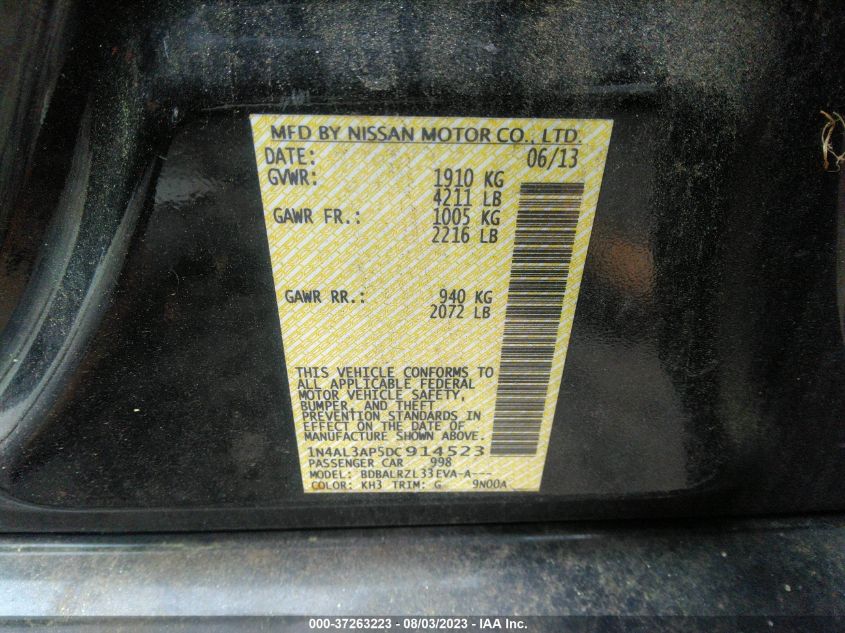 2013 NISSAN ALTIMA 2.5 S - 1N4AL3AP5DC914523