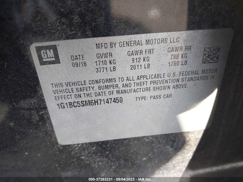 2017 CHEVROLET CRUZE LS - 1G1BC5SM6H7147450