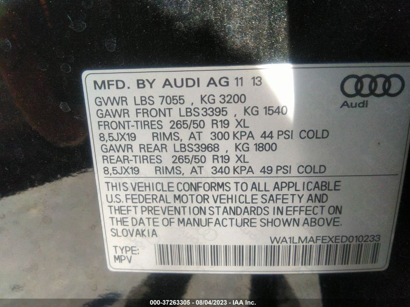 2014 AUDI Q7 3.0L TDI PREMIUM PLUS - WA1LMAFEXED010233