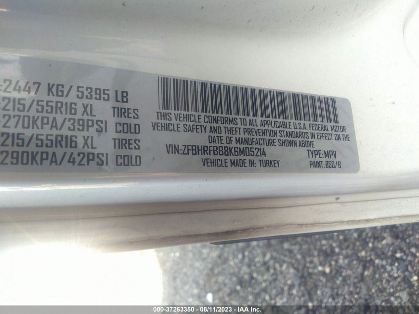 2019 RAM PROMASTER CITY TRADESMAN SLT - ZFBHRFBB8K6M05214