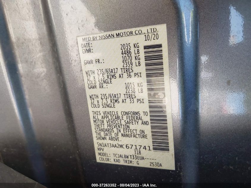 2021 NISSAN ROGUE S - 5N1AT3AA2MC671741
