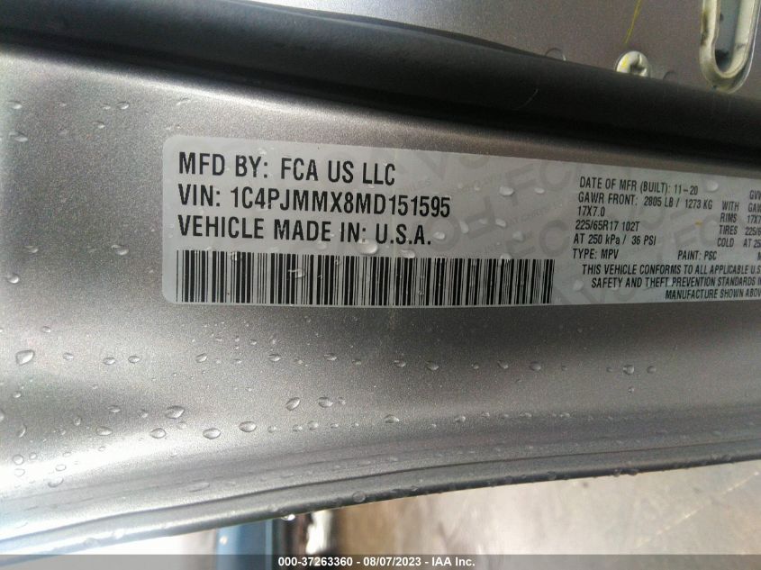 2021 JEEP CHEROKEE LATITUDE LUX - 1C4PJMMX8MD151595
