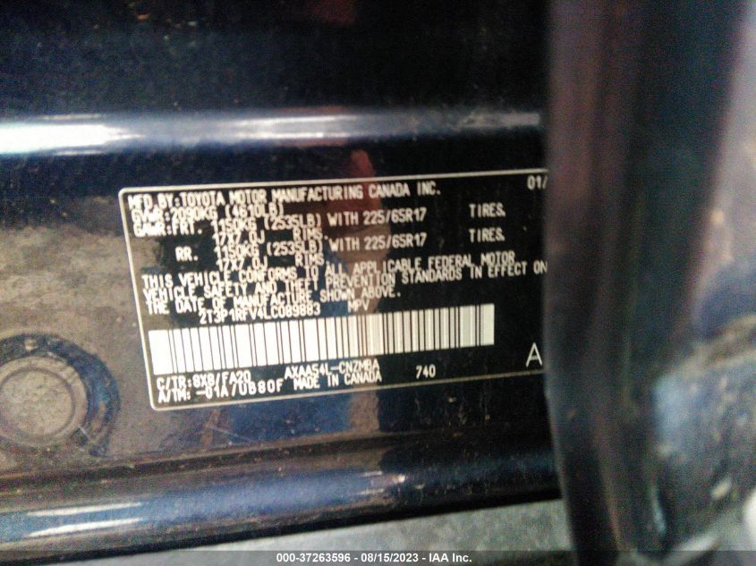 2020 TOYOTA RAV4 XLE - 2T3P1RFV4LC089883