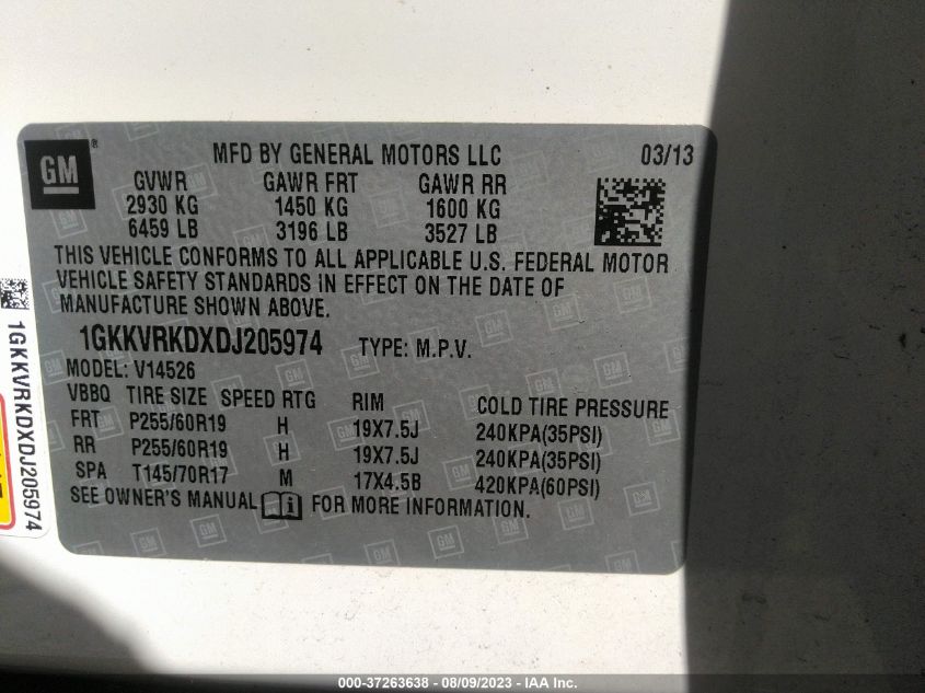 2013 GMC ACADIA SLT - 1GKKVRKDXDJ205974