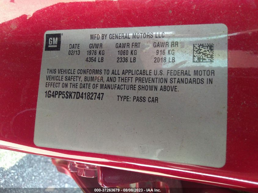 2013 BUICK VERANO - 1G4PP5SK7D4182747