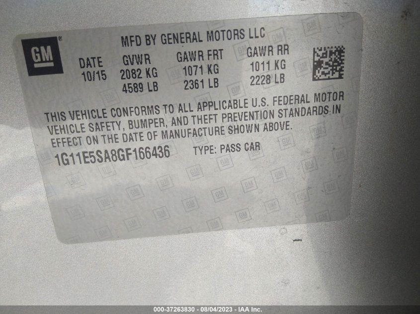2016 CHEVROLET MALIBU LIMITED LTZ - 1G11E5SA8GF166436