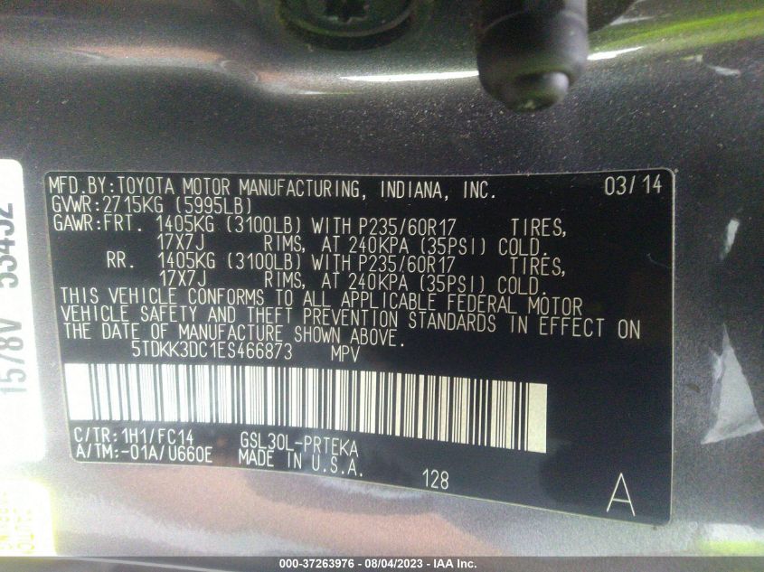 2014 TOYOTA SIENNA LE - 5TDKK3DC1ES466873