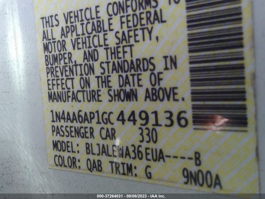 2016 NISSAN MAXIMA 3.5 SL - 1N4AA6AP1GC449136