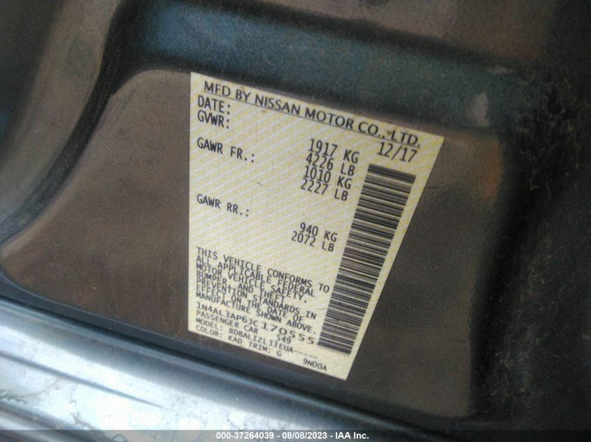 2018 NISSAN ALTIMA 2.5 SV - 1N4AL3AP6JC170555