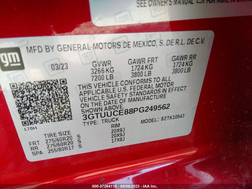 2023 GMC SIERRA 1500 ELEVATION - 3GTUUCE88PG249562
