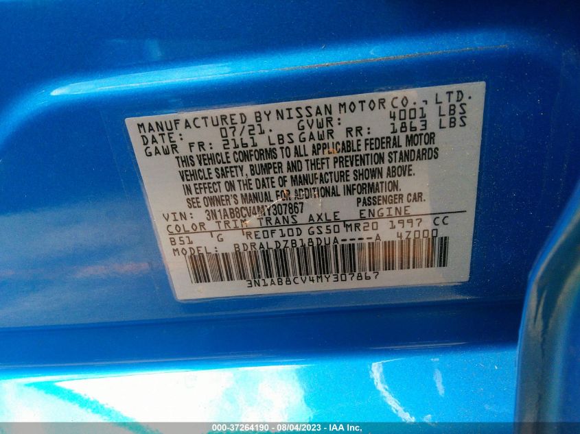 2021 NISSAN SENTRA SV - 3N1AB8CV4MY307867