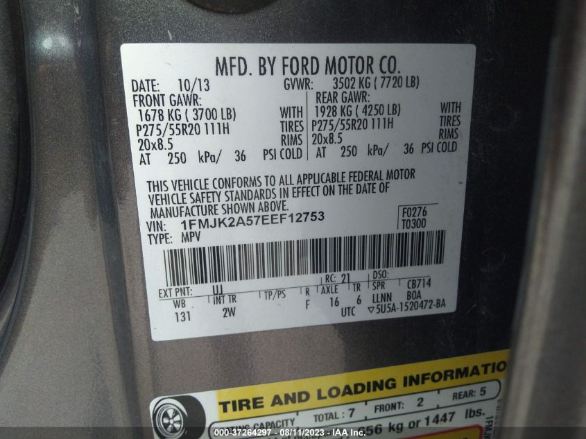 2014 FORD EXPEDITION EL LIMITED - 1FMJK2A57EEF12753