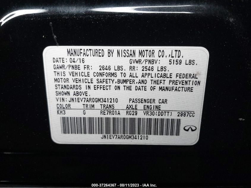 2016 INFINITI Q50 3.0T PREMIUM - JN1EV7AR0GM341210